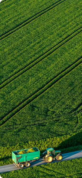 Aerial view of a cultivated field